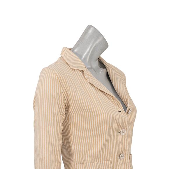 Erica Tanov Women's Beige Stripe Blazer Jacket 100% Cotton size 0 - Picture 9 of 9